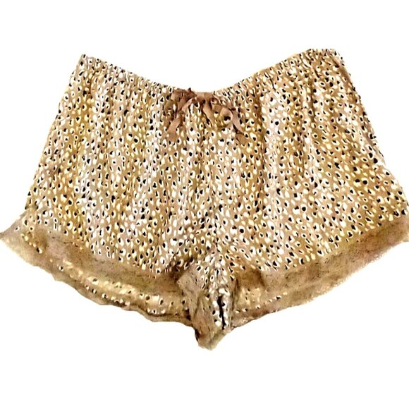 Aerie Other - Aerie Satin Pajama Lounge Sleep Shorts Lace-trimmed Animal Print - L  (NWT)